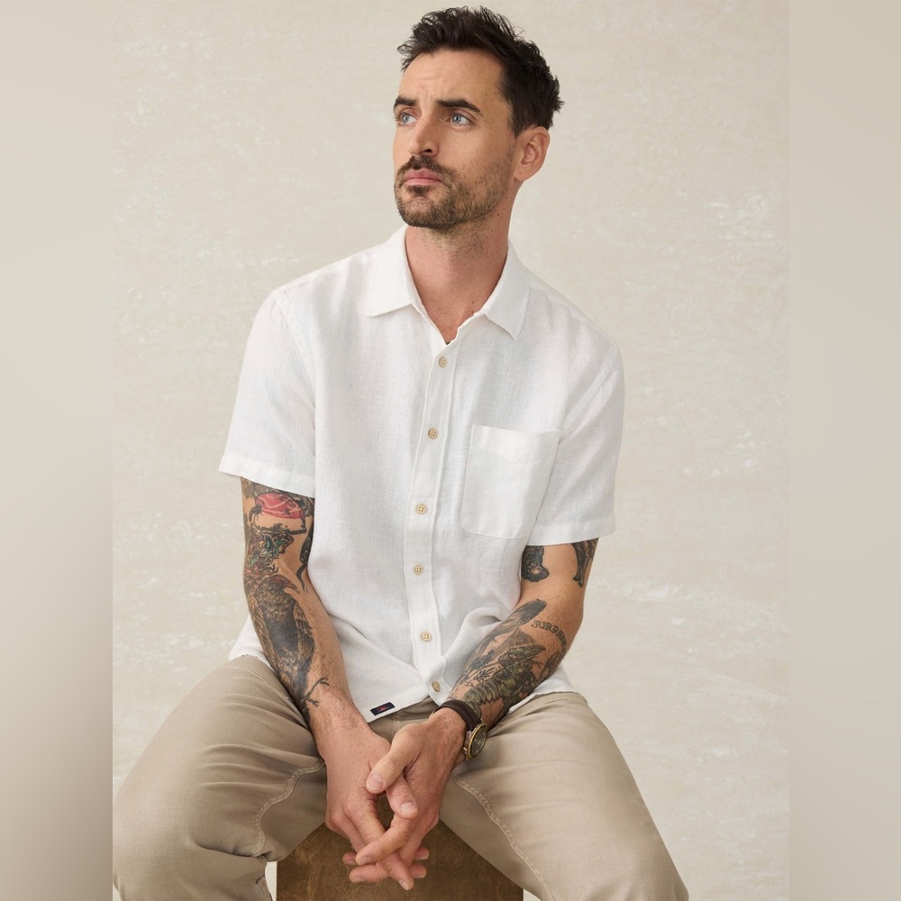 Faherty Short-Sleeve Palma Linen Shirt NWTs